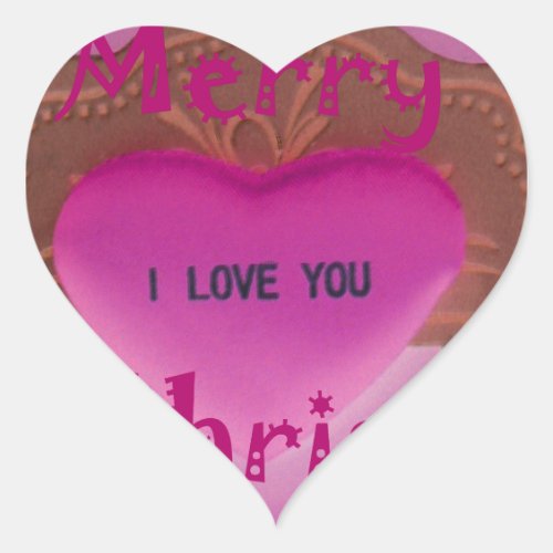 I love You Merry Christmas Heart Heart Sticker