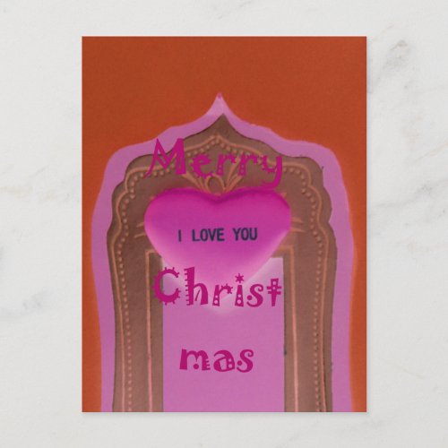 I love You Merry Christmas Heart Holiday Postcard