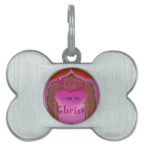 I love You Merry Christmas Heart Pet Tag