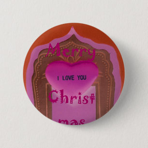 I love You Merry Christmas Heart Pinback Button