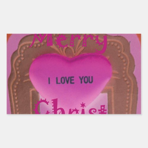 I love You Merry Christmas Heart Rectangular Sticker