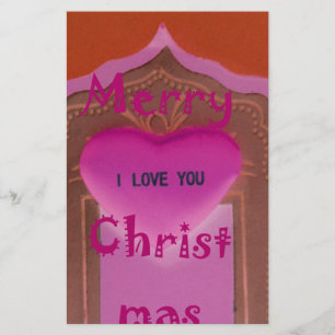 I love You Merry Christmas Heart Stationery
