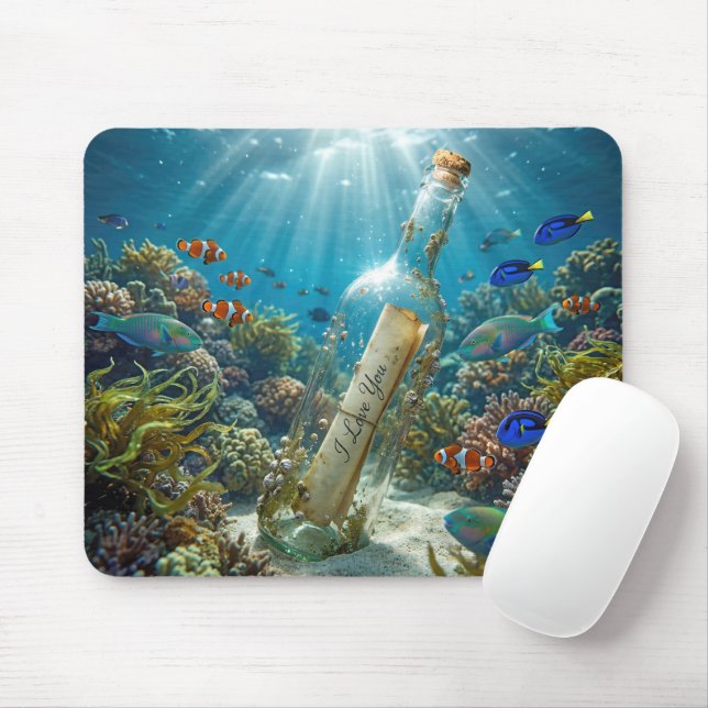 I Love You Message in a Bottle Mouse Pad (With Mouse)