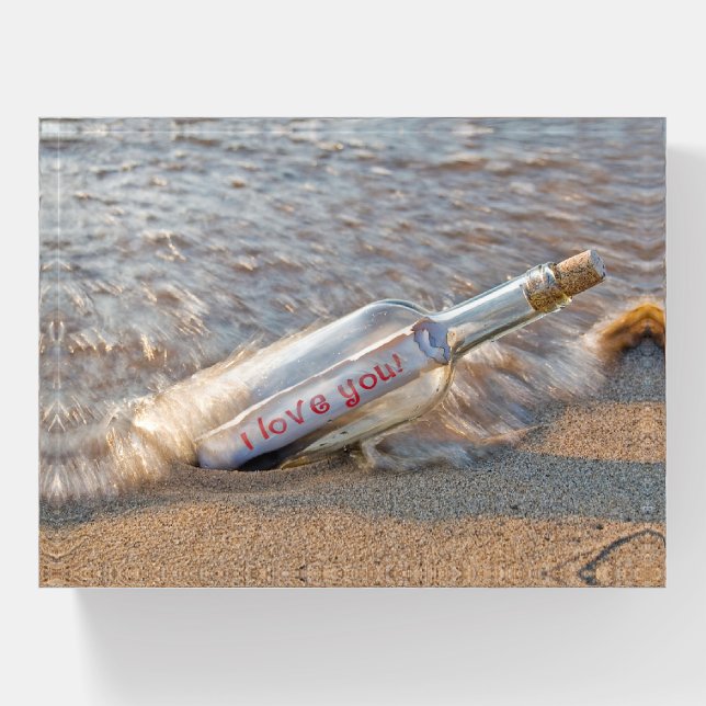 I Love You Message in a Bottle Paperweight (Front)