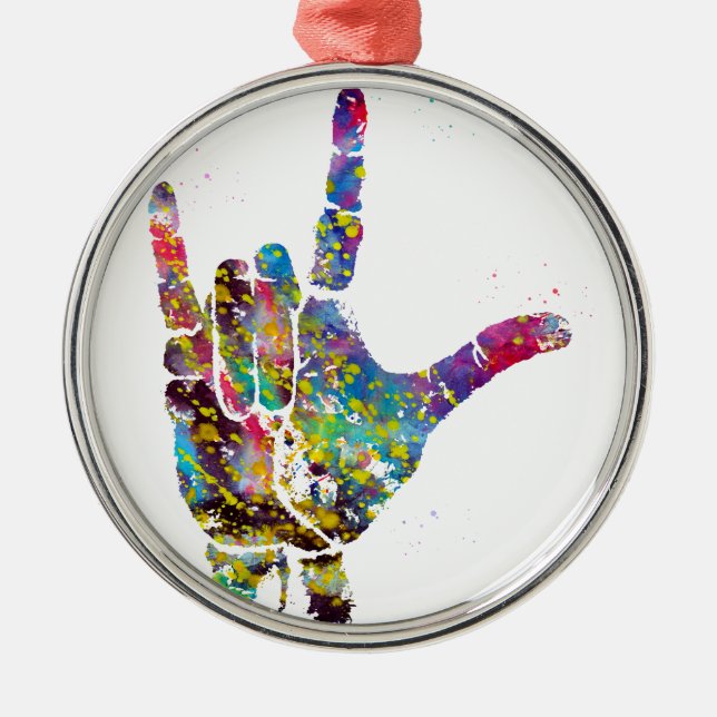 I Love You Metal Ornament (Front)