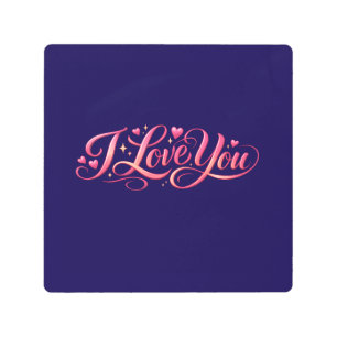 I Love You Minimalist Typography Design Metal Print