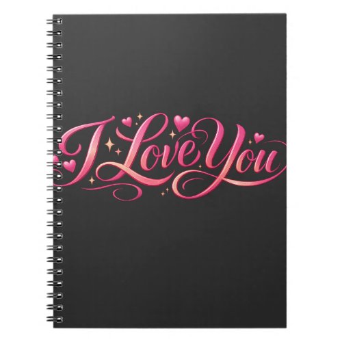 I Love You Minimalist Typography Design Notebook