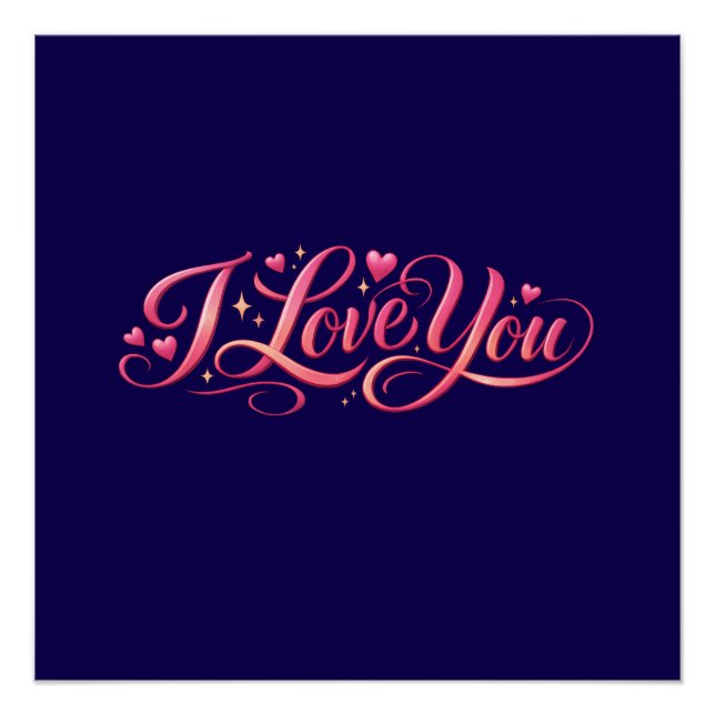 I Love You Minimalist Typography Design Poster (Front)