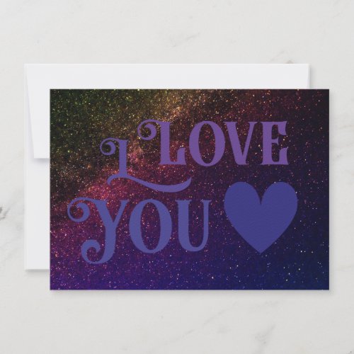 I Love You Modern Dark Heart Elegant Blue Space Card