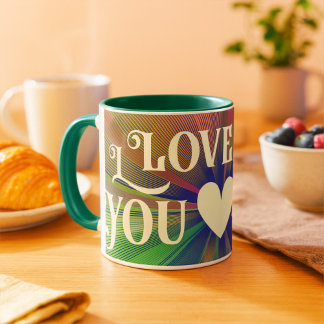 I Love You Modern Heart Elegant Bold Cool Colorful Mug