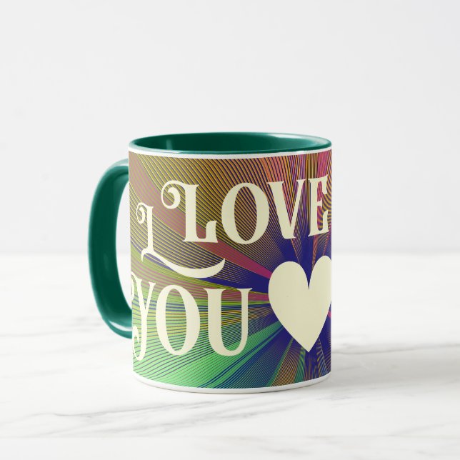 I Love You Modern Heart Elegant Bold Cool Colorful Mug (Front Left)
