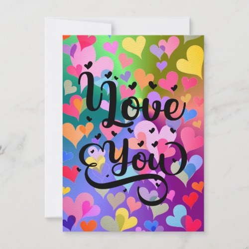 I Love You Modern Heart Elegant Colorful Cheerful Card