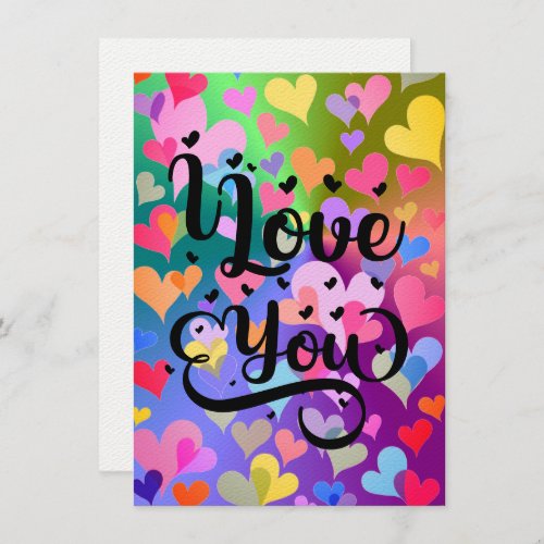 I Love You Modern Heart Elegant Colorful Cheerful Card