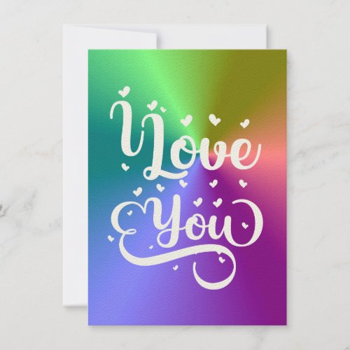 I Love You Modern Heart Elegant Colorful Gay Pride Card