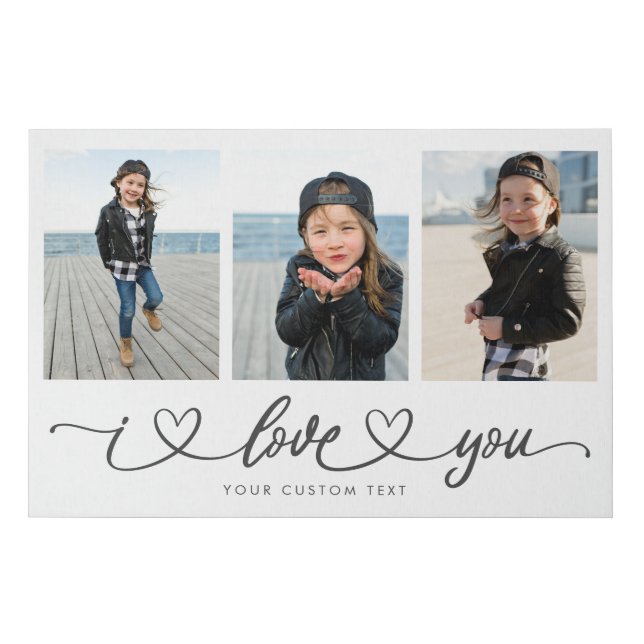 I Love You Modern Heart Script Mother's Day Faux Canvas Print (Front)