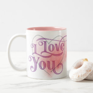 I Love You Modern Light Heart Graphic Elegant Pink Two-Tone Coffee Mug