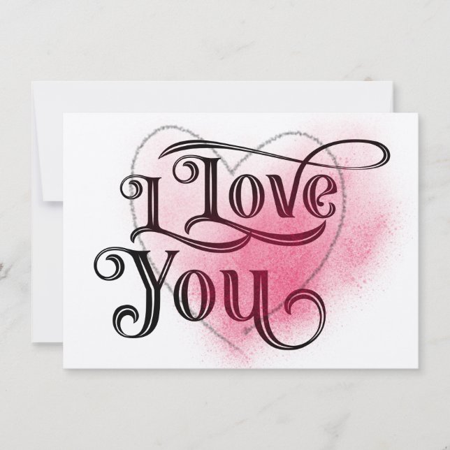 I Love You Modern Light Heart Graphic Elegant Text Card (Front)