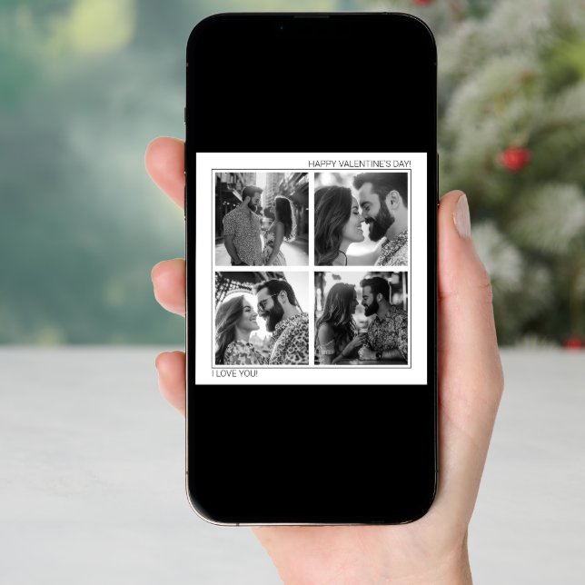 I Love You Modern Photo Collage Valentine's Day Holiday Card (Front Digital)