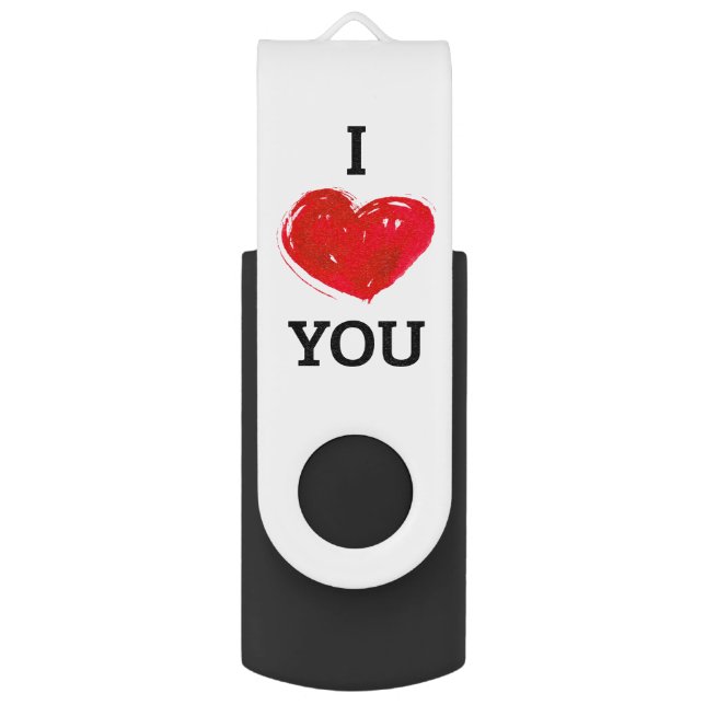I Love You Modern Red Heart | Valentine's Day Flash Drive (Front Vertical)