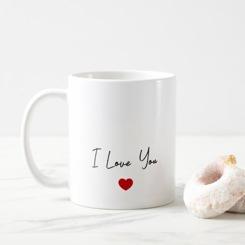 I Love You Modern Script Typography Tiny Red Heart Coffee Mug