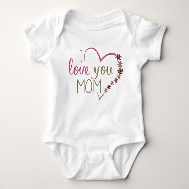 I Love You Mom Baby Jersey Bodysuit (Front)