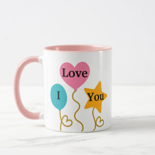 I Love You Mom, Balloons Add Name Personalized Mug