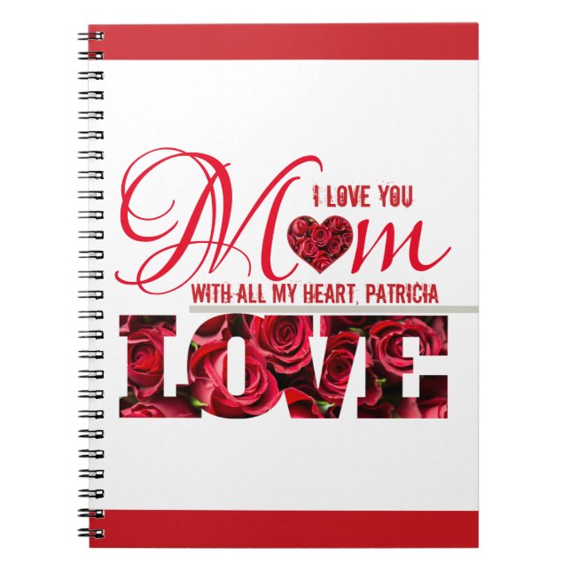 I Love You Mom Beautiful & Modern Typography Notebook (Front)