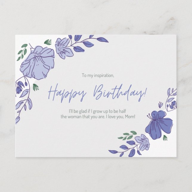 I love you, Mom! Birthday Postcard (Front)
