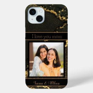 I Love you Mom Black and Gold Customizable  iPhone 15 Plus Case