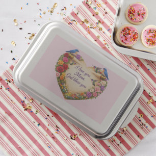 I Love You Mom Cake Pan Soft Pink Background