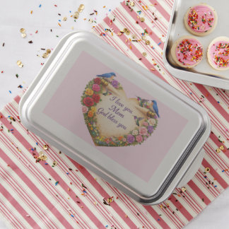 I Love You Mom Cake Pan Soft Pink Background