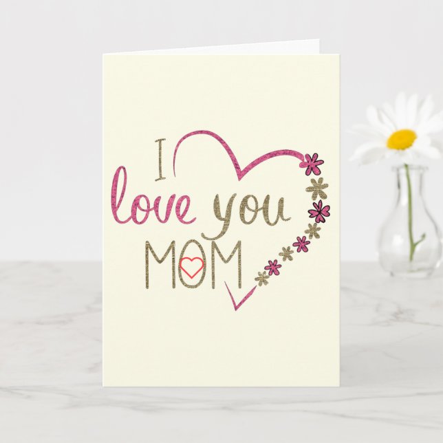 I Love You Mom Card Heart Happy Mother's Day (Small Plant)