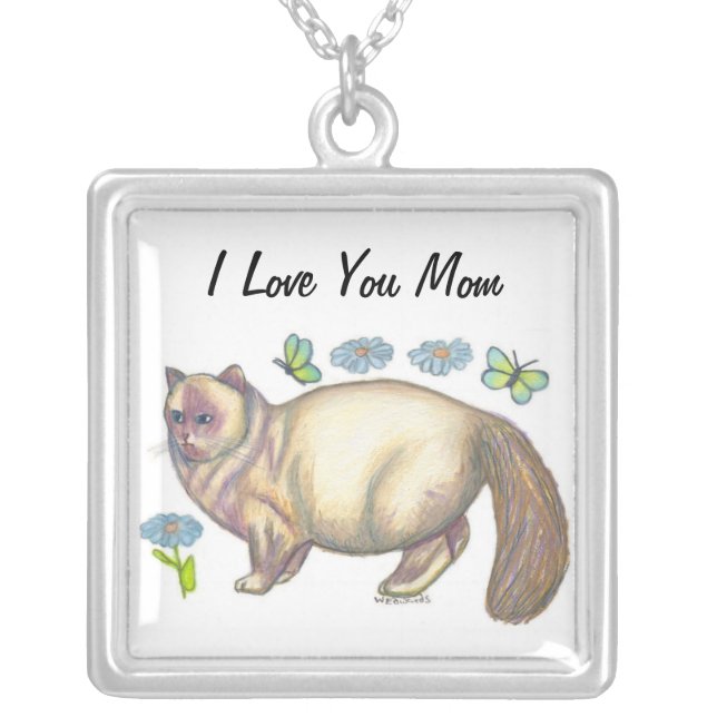 I Love You Mom, Cat Lovers Necklace (Front)