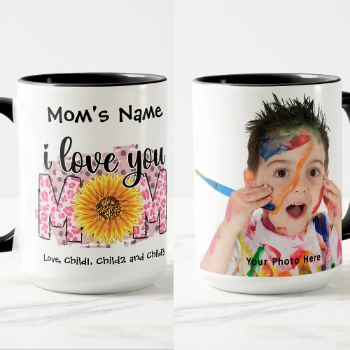 I Love You Mom Colorful Customizable Photo Mug