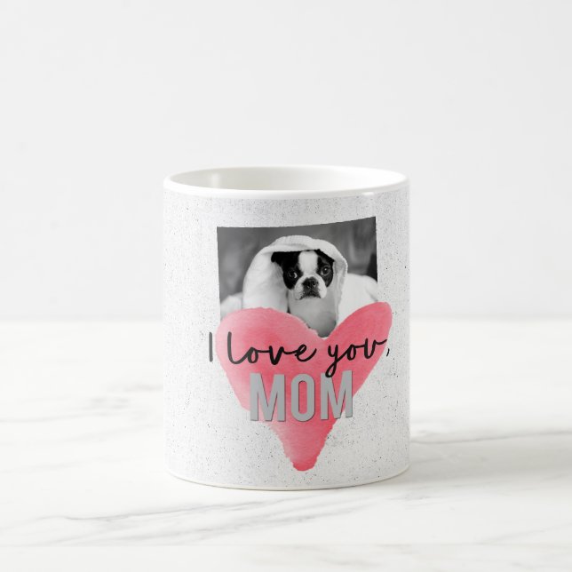 I Love You Mom Custom Photo Heart Mug (Center)