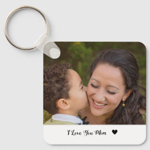 I Love you mom custom photo keychain mother's day,