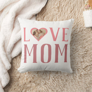 I Love You Mom Cute 1 Photo Happy Mothers Day Throw Pillow