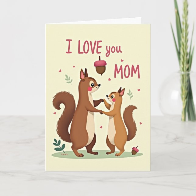 I Love You Mom Cute Art Card (Front)