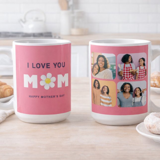 I Love You, Mom Daisy Heart Mother’s Day Photo Coffee Mug (Creator Uploaded)