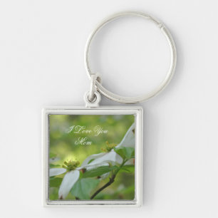 I Love You Mom Dogwood Flower Keychain