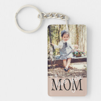 I Love You Mom Dusty Pink Custom Photo Keychain