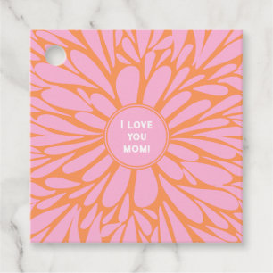 I love you mom floral burst pastel orange pink favor tags