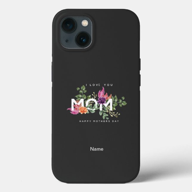 I Love You Mom Floral Design   Case-Mate iPhone Case (Back)