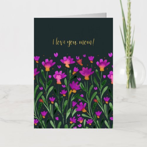 I love you mom forget me not flowers Mothers day Foil Holiday Card