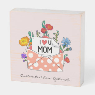 I Love You Mom Gift, Floral Wildflower Wooden Box Sign