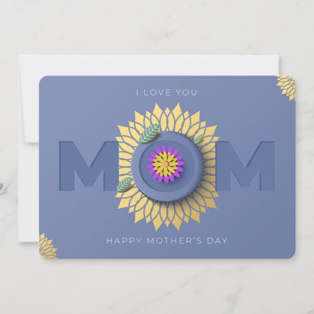  I Love You Mom Happy Mother's Day   Holiday Card (Front)