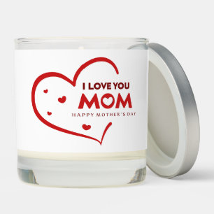 I Love You Mom Happy Mother's Day with Hearts Scented Candle
