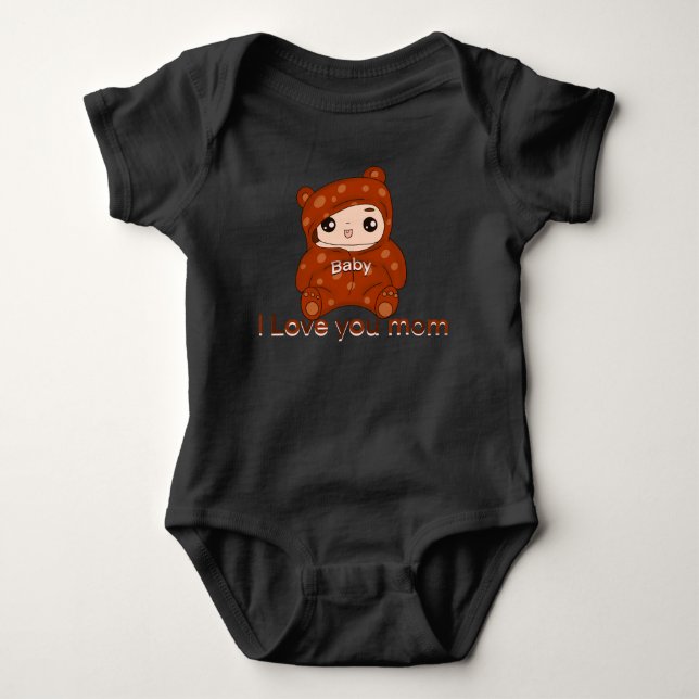 I love you Mom heart custom text MOM Baby Bodysut  Bodysuit (Front)