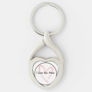 I Love You Mom Heart Keychain