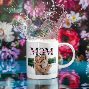 I Love You Mom Heart Typography Photo Coffee Mug